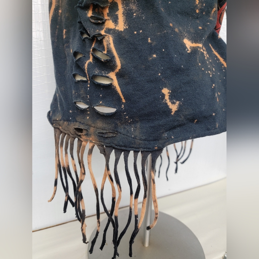 Kansas Rock Band Fringe Shred Concert Tee  Upcycled - Picture 12 of 14